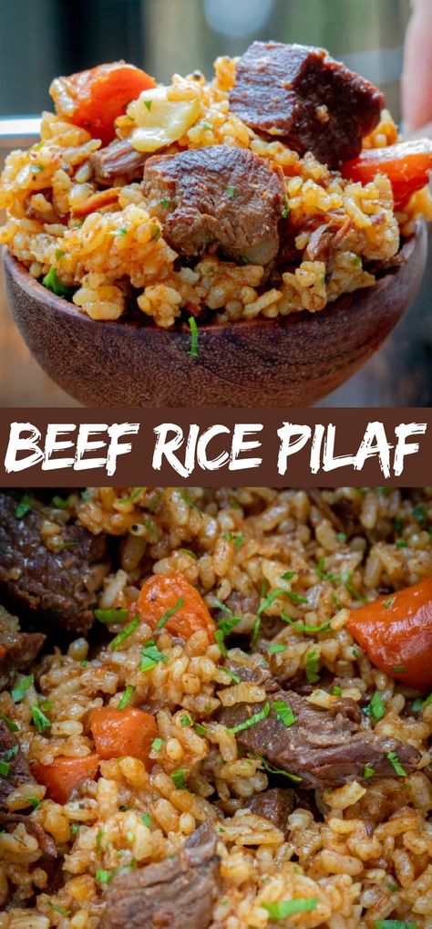 Instant Pot Beef Rice Pilaf or Plov is a hearty one-pot meal that’s easy to make and super delicious. The rice is well infused with the flavor of beef and spices and makes the best rice you will ever have! Beef Fried Rice Recipe, One Pot Rice Meals, The Best Rice, Best Rice, Beef Rice, Rice Side Dishes, Rice Pilaf, Instant Pot Dinner Recipes, Fried Rice Recipe