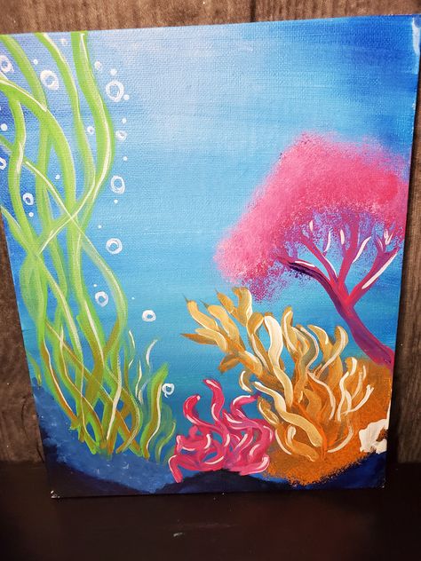 Have you ever been snorkeling? We are going underwater tonight to this really cool coral painting. 6:30pm EST. DM for the link to join the free zoom painting session. #zoom # coralreef #snorkeling Reef Painting Acrylics, Coral Reef Painting, Reef Painting, Acrylic Paint Ideas, Coral Painting, Tutorial Painting, Underwater Painting, Art To Try, Punch Needle Patterns