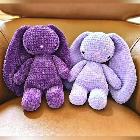 Amigurumi Crochet Weighted Bunbun Bunny Plushies!! | Color: Purple | Size: Os free crochet toy patterns amigurumi teddy bears #freecrochettoypatternsamigurumiteddybears #crochet #crochettoy #crochetpattern #crochetpatterns 1.981 Velvet Crochet Animals, Crochet Patterns With Velvet Yarn, Crochet Pink Plushie, Blanket Yarn Plushies, Crochet Toys Easy, Crochet Stuffed Bunny, Purple Crochet Animals, Crochet Purple Amigurumi, Bernat Amigurumi