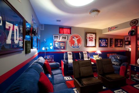 Buffalo Bills | Stacy Gittleman's blog Man Cave Designs, Cool Basement Ideas, Football Man Cave, Best Man Caves, Sports Man Cave, Attic Office, Man Cave Design, Finished Attic, Ultimate Man Cave