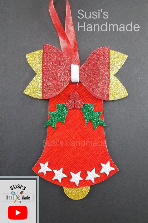 Christmas Bell Craft, Christmas Bells Craft, Christmas Bells Decorations, Diy Christmas Bells, Craft Christmas Ornaments, Bell Craft, Bells Ornaments, Craft Bells, Bells Christmas