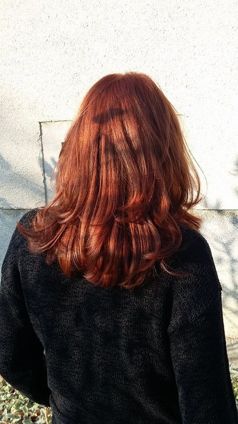 Red Highlights In Red Hair Redheads, Red Hairstyles Medium Length, Red Ginger Hair Aesthetic, Dark Ginger Hair Natural, Short Layered Copper Hair, Short Layered Ginger Hair, Layered Red Hair Medium, Auburn Layered Hair, Auburn Hair Shoulder Length