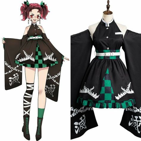 Demon Slayer Dress, Demon Slayer Outfit Ideas, Otaku Outfit, Cosplay Dress Anime, Demon Slayer Outfit, Slayer Dress, Demon Slayer Kamado, Japanese Hoodie, Kamado Tanjiro