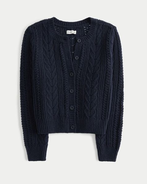 Women's Hollister Comfy Cloud Cable-Knit Cardigan | Women's Tops | HollisterCo.com Cloud Cardigan, Hollister Cardigan, Autumn Fits, Hollister Sweater, Corsets And Bustiers, Soft Cardigan, Teen Clothing, Cardigan Women, Cable Knit Cardigan