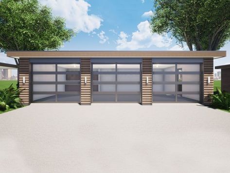 3-Car Garage Plan, 052G-0028 Three Car Garage Plans, 3 Car Garage Plans, Concrete Siding, Plan Garage, Home Structure, Pool House Plans, Carport Garage, Three Car Garage, Modern Garage