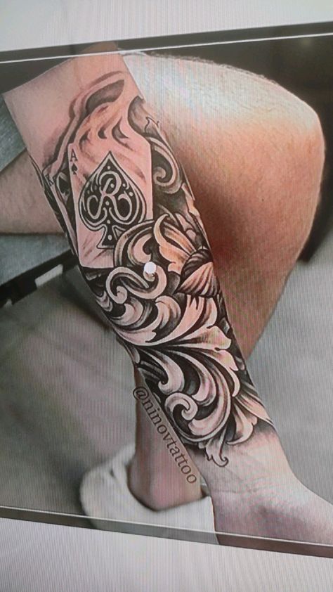 Guy Tattoos Ideas Men Arm, Punchy Women Tattoos, Blue Collar Tattoos For Men, Men’s Full Arm Sleeve Tattoos, Tooled Tattoo Sleeve, Tattoo Leather Art, Unique Western Tattoos For Women, Western Leather Work Tattoo, Western Tattoo Filler