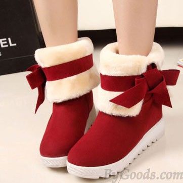 💜 <3 Super Cute Red Warm Winter Snow Booties with White Cream Fur amd Red Bow <3 💜 Glamour Vintage, Kawaii Shoes, Girly Shoes, Cute Boots, High Heel Boots Ankle, Snow Boots Women, Winter Snow Boots, Winter Boots Women, Winter Shoes