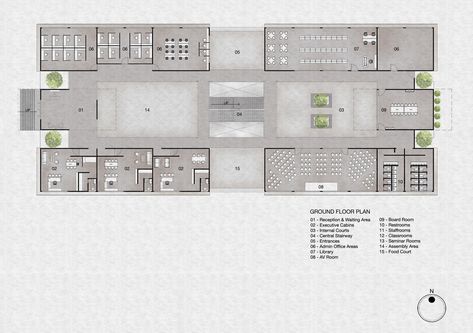 Gallery of CMRU Admin and Academic Block / M9 Design Studio - 22 Admin Plan Architecture, Admin Block Design Architecture, Resort Admin Block Plan, School Admin Office Design, Museum Facade Design Architecture, Admin Block Plan, Admin Block Plan Architecture, Workshop Design Studio, School Building Plans