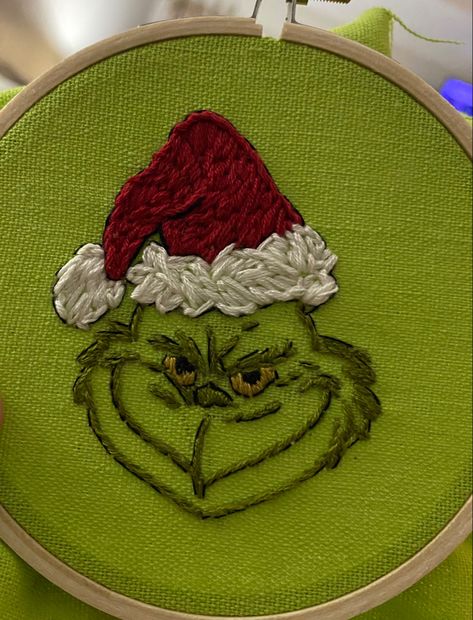 Grinch Hand Embroidery, Grinch Embroidery, Funny Christmas Embroidery, Christmas Present Embroidery, The Grinch Embroidery, Grinch Embroidery Patterns, Grinch Embroidery Design, Embroidery Santa, Christmas Gnome Embroidery Patterns