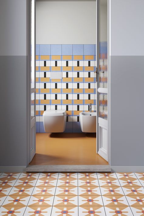 Mattonelle Margherita Tile Collection - Azure Magazine | Azure Magazine Nathalie Du Pasquier, Feature Tiles, House Restaurant, Interior Garden, Apartment Inspiration, Color Tile, Slow Living, Tile Patterns, Tile Bathroom