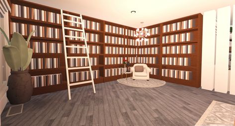 Bloxburggg i made this with the help of @strud1e Bloxburg Library, House Library, Blocksburg Room Ideas￼, Tiny House Layout, Library Room, Brown Paper Bag, Home Libraries, Design Your Dream House, Bloxburg House