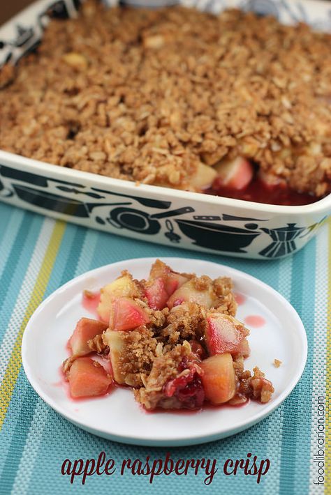 Apple Raspberry Crisp from Bon Appetit Apple Raspberry Crisp Recipe, Raspberry Apple Crisp, Apple Raspberry Crumble, Apple Raspberry Crisp, Raspberry Cobbler, Raspberry Crisp, Dutch Apple Pie Recipe, Oatmeal Crisp, Raspberry Oatmeal