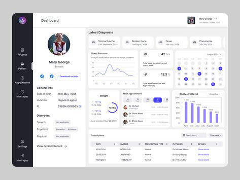 This is a clean and intuitive dashboard design for a medical app, focused on helping healthcare providers manage patient records seamlessly. The interface allows easy access to patient details, appointment scheduling, and tracking vital signs—all in one place. The goal was to create a user-friendly experience that simplifies the workflow for medical professionals while providing clear, organized information. Medical Dashboard, Medical App, Business Process Management, Dashboard Ui, Project Management Tools, Vital Signs, Task Management, Dashboard Design, Digital Asset Management