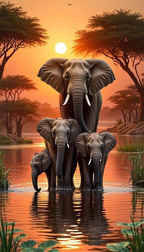 Wallpaper Elephant Iphone, Elephant Family Art, Cute Elephant Pictures, Majestic Elephant, Elephant Photography, Africa Art Design, Elephant Wallpaper, Elephant Artwork, Wild Animal Wallpaper