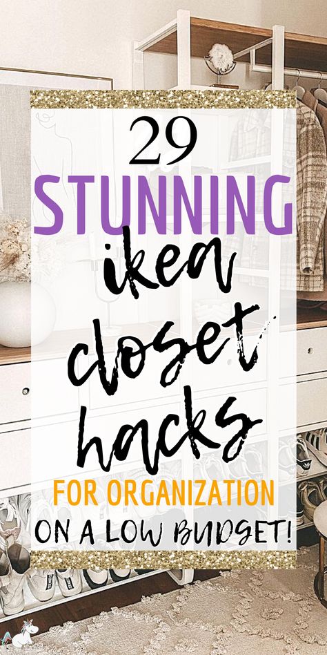 Ikea Closet For Small Room, Ikea Walk In Closet Hack, Unique Walk In Closet Ideas, Ikea Closets Ideas, Ikea Hack Closet System, Organizing Master Closet, Diy Bedroom Closet Ideas, Diy Ikea Closet Hacks, Closet Organization Ideas Ikea