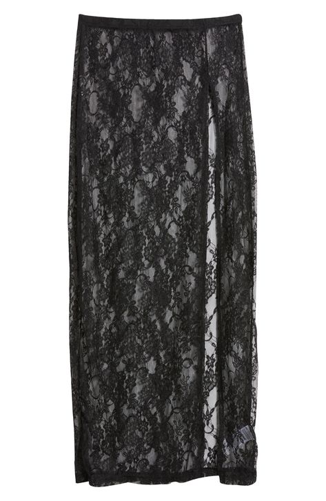 EDIKTED Aura Low Rise Lace Maxi Skirt in Black at Nordstrom, Size Small Sheer Lace Skirt, Sheer Skirt Outfit, Long Black Lace Skirt, Sheer Skirts, Lace Black Skirt, Lace Skirt Outfit, Floral Maxi Skirts, Skirts Aesthetic, Black Lace Maxi Skirt