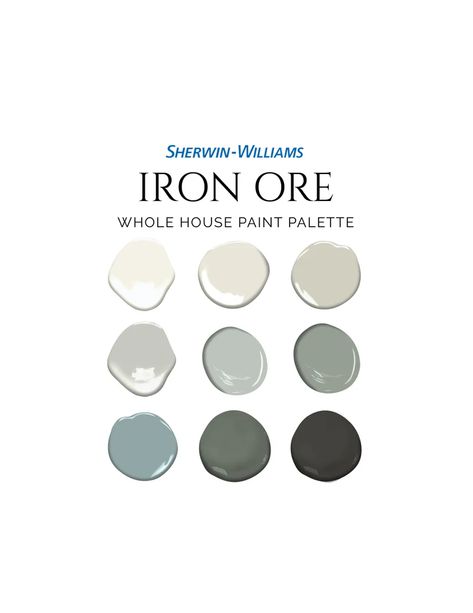 Sherwin Williams Iron Ore Palette Iron Ore Kitchen Cabinets - Etsy Kitchen Cabinets Iron Ore, Iron Ore Doors, Iron Ore Palette, Iron Ore Kitchen Cabinets, Iron Ore Paint, Sherwin Williams Iron Ore, Iron Ore Sherwin Williams, Paint Pallets, Interior Paint Palettes