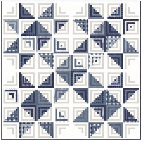 Sweet Escape- navy and gray | Camille Roskelley | Flickr Camille Roskelley, Colchas Quilting, Log Cabin Quilt Pattern, Log Cabin Quilt Blocks, Two Color Quilts, Quilt Modernen, Quilt Retreat, Quilt Care, Log Cabin Quilts