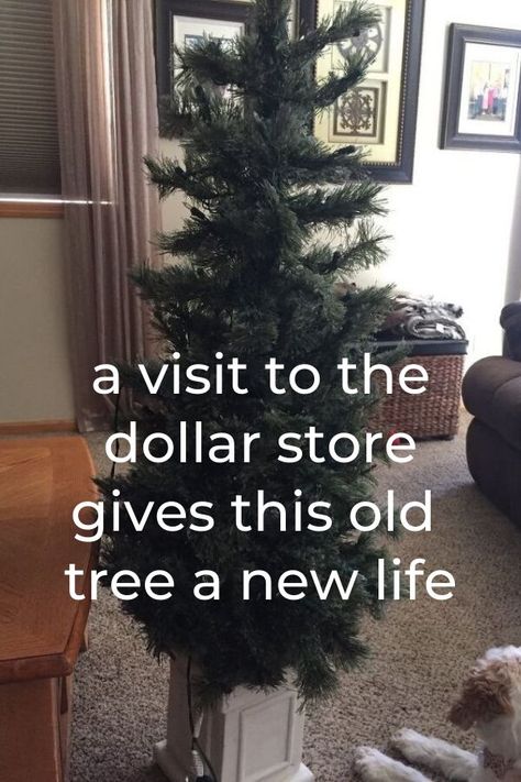 Give your old outdoor Christmas tree an easy and cheap update with dollar store decorations on a Budget. Dollar store Christmas tree decorations on a budget. #hometalk Dollar Store Christmas Tree, 4ft Christmas Tree, Christmas Tree Outside, Faux Christmas Tree, Cheap Christmas Trees, Block Pumpkins, Faux Christmas Trees, Faux Christmas, Outdoor Christmas Tree