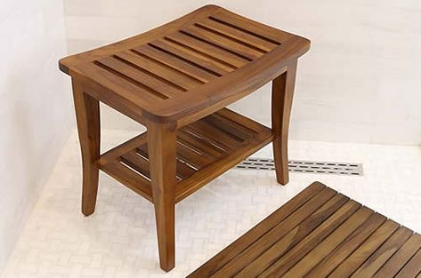 Teak Shower Stool: 10 Best Solid Wood Shower and Bath Bench Reviews Teak Bathroom Stool, Teak Shower Bench Ideas, Wooden Shower Stool, Shower Stools Ideas, Teak Shower Seat, Teak Shower Stool, Shower Benches, Wood Shower Bench, Teak Bath