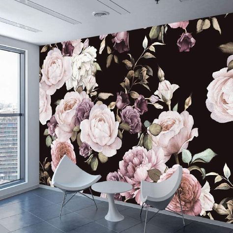 Mural Hand Painted, Flower Wall Mural, Peonies Wallpaper, Wall Wallpapers, 3d Wallpaper Mural, Flower Mural, Silk Wallpaper, 3d Photo, Mural Floral