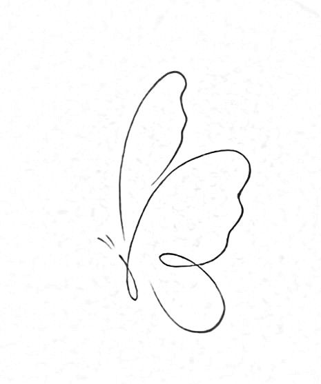 Outlines Of Butterflies, Dainty Butterfly Drawing, Line Butterfly Drawing, April Tattoos, One Line Butterfly, Butterfly Drawing Outline, Back Of Neck Tattoo Men, Butterfly Line Drawing, Drawing Butterfly