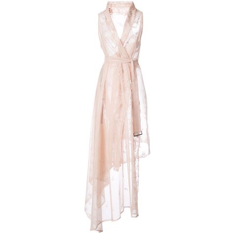 Ann Demeulemeester lace belted wrap dress ($1,760) ❤ liked on Polyvore featuring dresses, pink wrap dress, lace wrap dress, lacy dress, flower wrap dress and blossom dress Outer Outfit, Tulle Outfit, Kebaya Modern Dress, Pink Wrap Dress, Indian Suit, Dress Outer, Outer Dress, Best Designer Dresses, Belted Wrap Dress