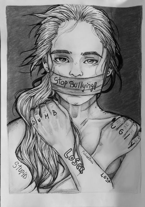 || Artist: Joldeș Luisa || Bully Art Drawings, Stop Bully, Art Markers Drawing, Markers Drawing, Art Markers, Digital Art Poster, Easy Drawings Sketches, Book Art Diy, Marker Drawing