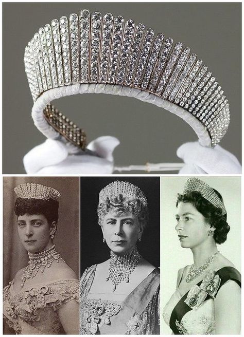 Queen Mary Fringe Tiara, Queen Alexandra's Kokoshnik Tiara, Queen Alexandra Kokoshnik Tiara, Queen Elizabeth Wedding Tiara, British Tiaras, Platinum Bars, Queen Elizabeth Tiaras, Queen Mary Of England, Kokoshnik Tiara