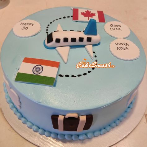 Usa Cake Design, Happy Journey Cake Ideas, Welcome Cake Ideas, Farewell Cake Designs, Travel Theme Cake, Journey Cake, Unique Cake Designs, Bon Voyage Cake, Australia Cake