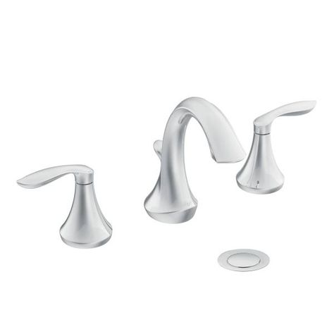 Moen - Eva 8" Spread Chrome - T6420 Faucets Bathroom, Bathroom Faucets Chrome, Chrome Bathroom, Widespread Bathroom Faucet, Bath Faucet, Bad Design, Lavatory Faucet, Faucet Handles, Bathroom Faucet