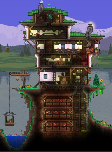 Terraria Dryad House, Terraria House Design Simple, Terraria Starter House, Terraria Storage Room, Terraria Greenhouse, Terraria House Ideas Simple, Terraria Base, Mega Base, Terraria Tips