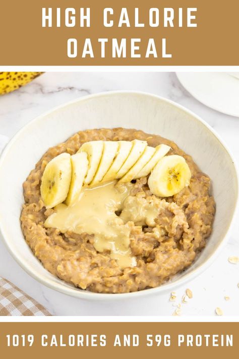 This hearty bowl boasts over 1000 calories, and unlike other calorically dense foods, it doesn’t compromise on taste or nutrition. Calorie Dense Breakfast, High Calorie Oatmeal, Recipes For Weight Gain, Oatmeal Breakfast Recipes, Weight Gain Recipes, High Calorie Breakfast, Calorie Breakfast, 1000 Calorie, Food To Gain Muscle