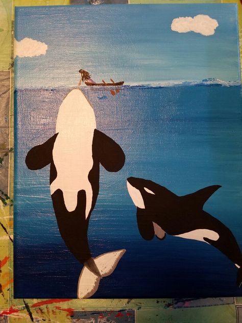 Orca Painting Easy, Orca Painting, Paint Night, Diy Canvas Art Painting, Diy Canvas Art, Diy Canvas, Canvas Art Painting, Easy Paintings, Sea Life