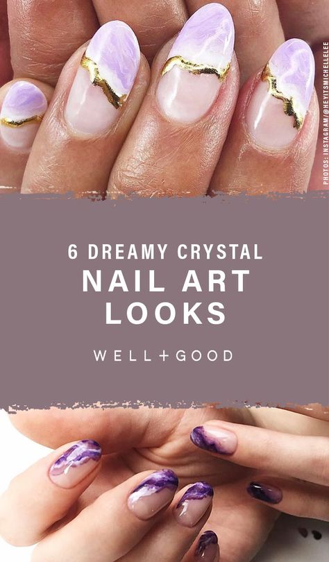 nail art Quartz Nail Art, Crystals Nail Art, Geode Nail Art, Pink Geode Nails, Geode Nails, Nye Makeup, Eyeshadow Basics, Rose Quartz Geode, Essie Nail Colors