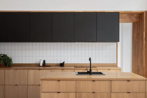 These IKEA Kitchen Cabinets Look Totally Custom | Architectural Digest Kitchen Island Hack, Oak Extending Dining Table, Wood Worktop, Ikea Kitchen Island, Custom Kitchen Island, Ikea Kitchen Cabinets, White Wall Tiles, Backsplash Designs, Ikea Cabinets