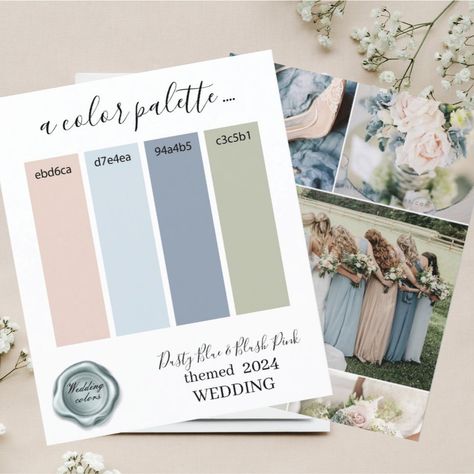 Classy dusty Blue Blush Pink Wedding colors Palett Dusty Blue Blush Pink Wedding, Blush Pink Theme Wedding, Baby Pink Wedding, Blue And Blush Wedding, Reception Stage Decor, Pink Wedding Colors, Wedding Advice Cards, Blush Pink Wedding, Pink Wedding Theme