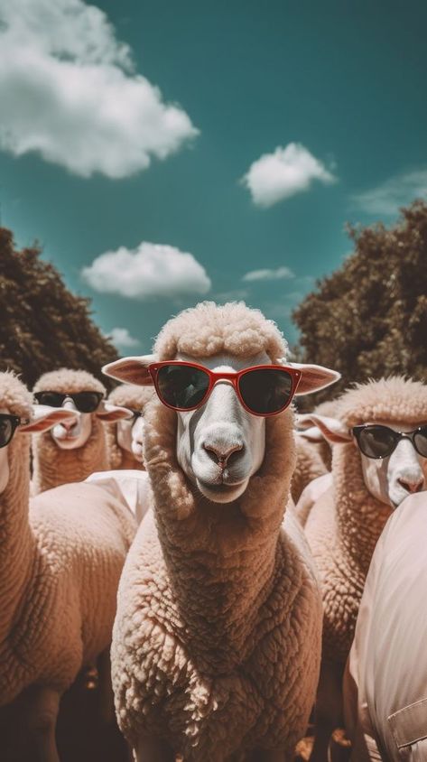 Sheeps sunglasses livestock wildlife. AI generated Image by rawpixel. | free image by rawpixel.com / Pitcha Benrohman Phone Wallpaper Plain, Clouds Iphone Wallpaper, Iphone Wallpaper Plain, Bakri Eid, Wallpaper Plain, Cool Animals, Iphone Wallpaper Iphone, Funny Sheep, Premium Wallpaper