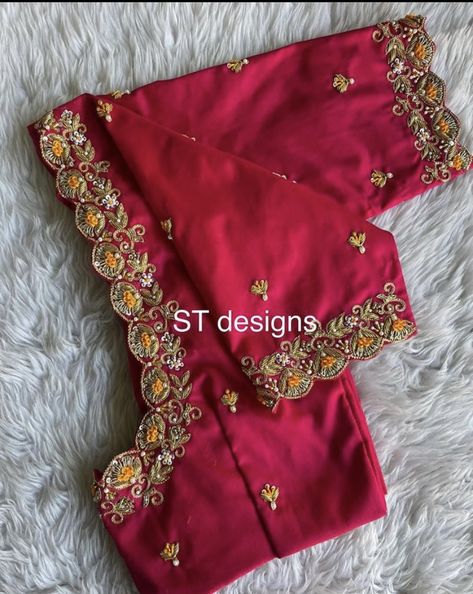 Red Pattu Blouse Maggam Work Designs, Red Blouse Maggam Work Designs, Simple Machine Work Blouse Designs, Pin Terest, Exclusive Blouse Designs, Magam Work, Work Blouse Designs, Maggam Blouse, Stylish Blouses