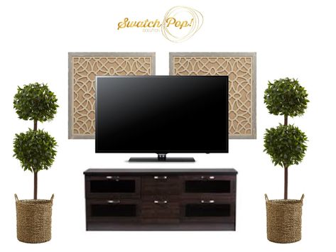 How to Decorate Around a TV | Pop Talk | SwatchPop! How To Decorate Around A Tv, Tv Console Decor, Decor Around Tv, Swivel Tv Stand, Tv Wall Decor, Master Room, Tv Decor, Media Wall, Living Room Tv Wall