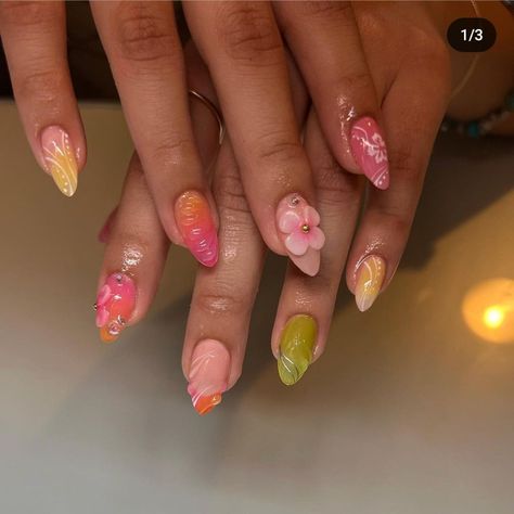 Summer Nails Jelly, Vintage Alhambra Bracelet, Alhambra Bracelet, Tropical Nails, Summery Nails, Pretty Gel Nails, Vacation Nails, Nails Only, Nail Art Ideas