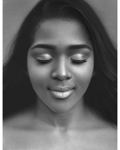 kelvinokafor_art“Kerry’s Interlude II”, 2018 Graphite & Charcoal on archival paper: 71 x 55cm -  Visit my blog to see the full Stages of Evolution: http://kelvinokaforart.blogspot.com/2018/11/kerrys-interlude-ii-evolution.html #Interludes #Stillness #Solitude #Peace#PencilDrawing #KelvinOkafor Kelvin Okafor, Charcoal Ideas, Drawing With Charcoal, Painter Drawing, Drawing Charcoal, Cute Cat Drawing, Drawing Portrait, Lips Drawing, Graphite Drawings