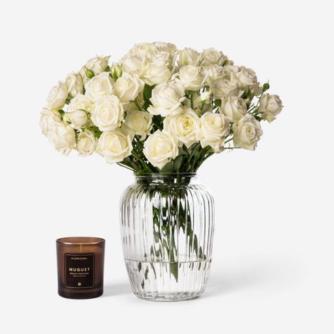 White Roses and Flowers | White Flower Arrangements | FLOWERBX White Flower Arrangements, Arum Lily, Rose Vase, Bouquet Arrangements, Flower Food, Same Day Flower Delivery, Flowers White, Rose Style, Luxury Flowers