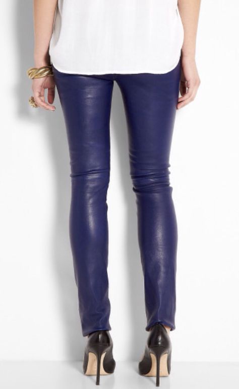 Blue Leather Pants Outfit, Leather Leggings Outfit, Elegant Clothing, Leather Pant, Leggings Outfit, Faux Leather Pants, Leather Leggings, Outfits With Leggings, Leather Pants