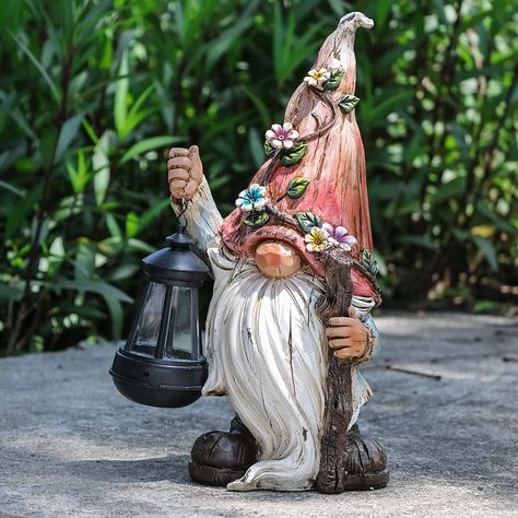 Garden Gnomes Ideas, Gnome Warlock, Ceramic Gnomes, Secret Garden Theme, Funny Garden Gnomes, Lawn Gnome, Gnome Ideas, Tall Kitchen, Garden Gnomes Statue