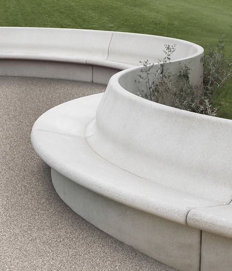 Modular Bench, with Josep Lluscà - Benedito Design Concrete Bench Design, Terrazzo Bench, Planter Seating, Park Bench Design, Timber Bench Seat, Modular Bench, Outdoor Bench Seating, Elevated Gardening, Tree Bench