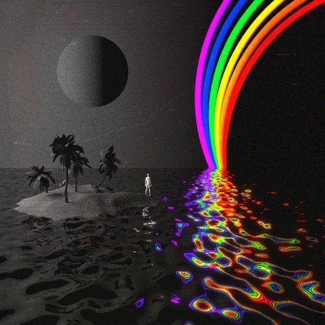 Hawaii Part Ii, Rainbow Aesthetics, Void Design, Rainbow Gif, Miracle Musical, Trippy Gif, Tally Hall, Trippy Painting, New Retro Wave