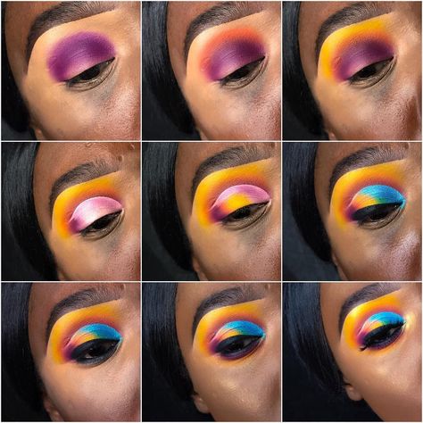 Eyeshadow Pictorial, Pride Makeup Ideas, Colorful Eye Makeup Tutorial, Makeup Pictorial, Makeup Order, Artist Tips, Pride Makeup, Eye Makeup Techniques, Makeup Artist Tips