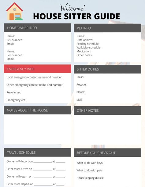 How to Prepare for a House Sitter: Checklist and Guide - Advice for Millennials Dog Sitting Business, Pet Sitting Business, Vacation List, Vacation Checklist, Organization Lists, House Sitter, Emergency Contact, House Sitting, Pet Sitting