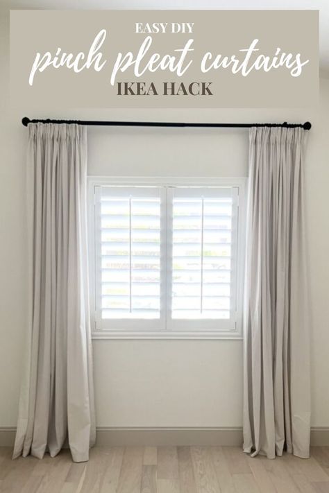 pinch pleat curtains diy ikea Pleat Ikea Curtains, Diy Pinch Pleat Curtains, Ikea Curtain Hack, Pinch Pleat Curtains Diy, Ikea Drapes, Ikea Curtain, Easy Renovations, Diy Drapes, Curtains Diy